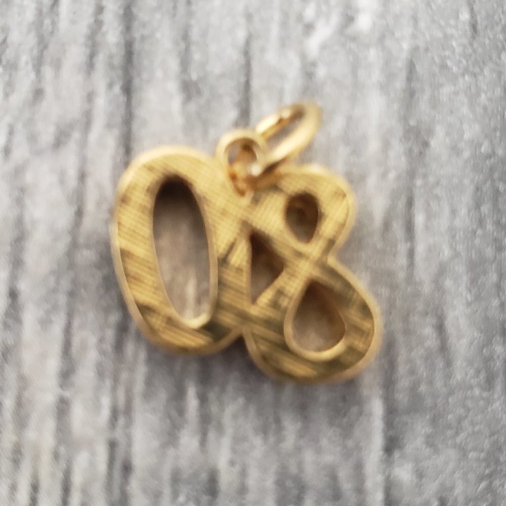 Number 80 Sports 80th Birthday Anniversary Gold Tone Charm - Picture 3 of 3